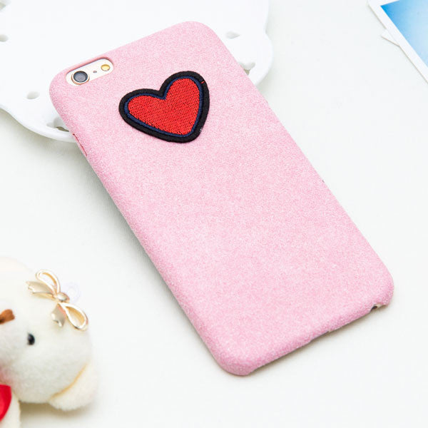 Fuzzy Fitted Case with Embroidered Heart