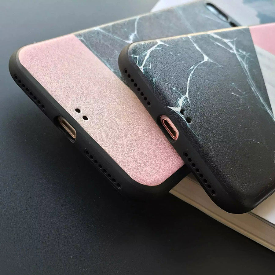 Colour Block Marble Slim Silicone iPhone Case