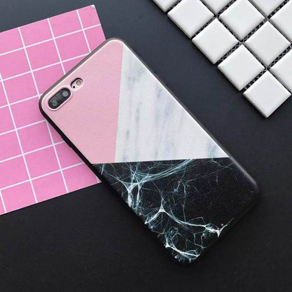 Colour Block Marble Slim Silicone iPhone Case