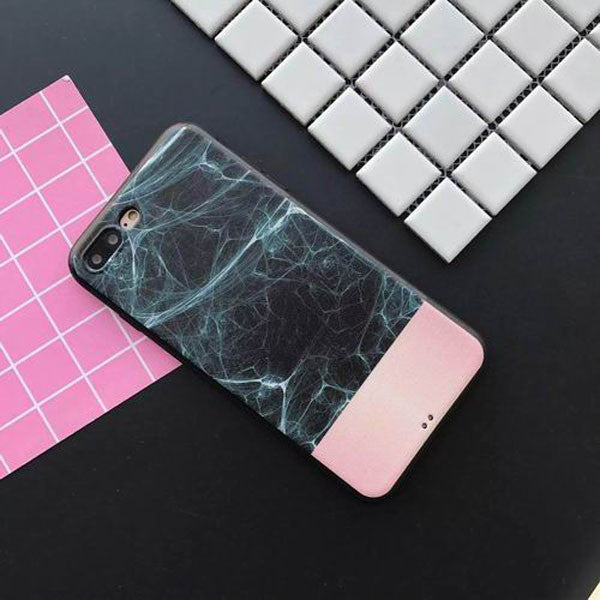 Colour Block Marble Slim Silicone iPhone Case