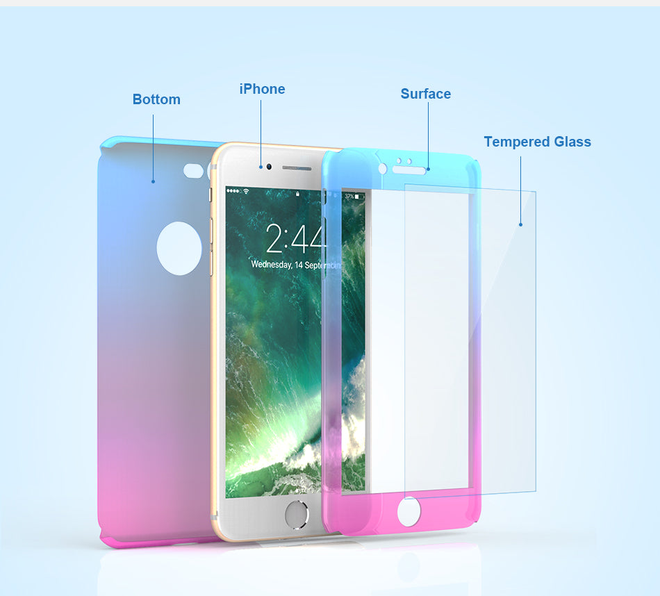 360 Degree Fitted iPhone Case with Tempered Glass