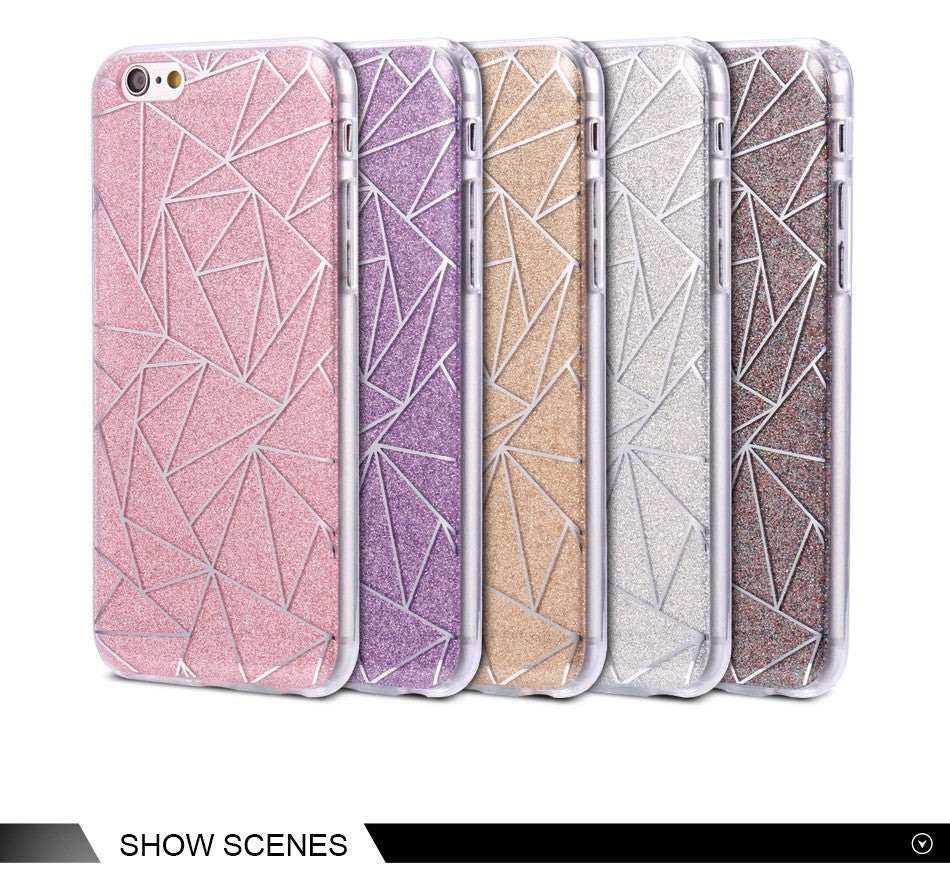 Geometric Glitter Silicone Fitted iPhone Case