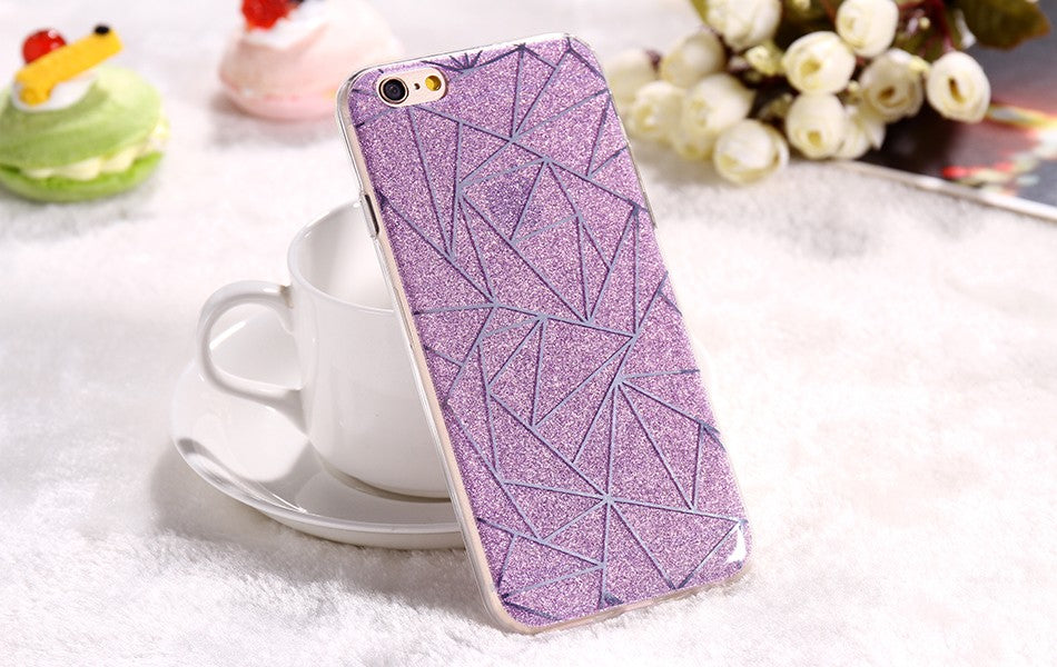 Geometric Glitter Silicone Fitted iPhone Case