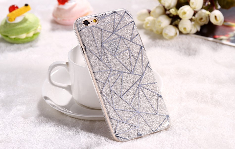 Geometric Glitter Silicone Fitted iPhone Case