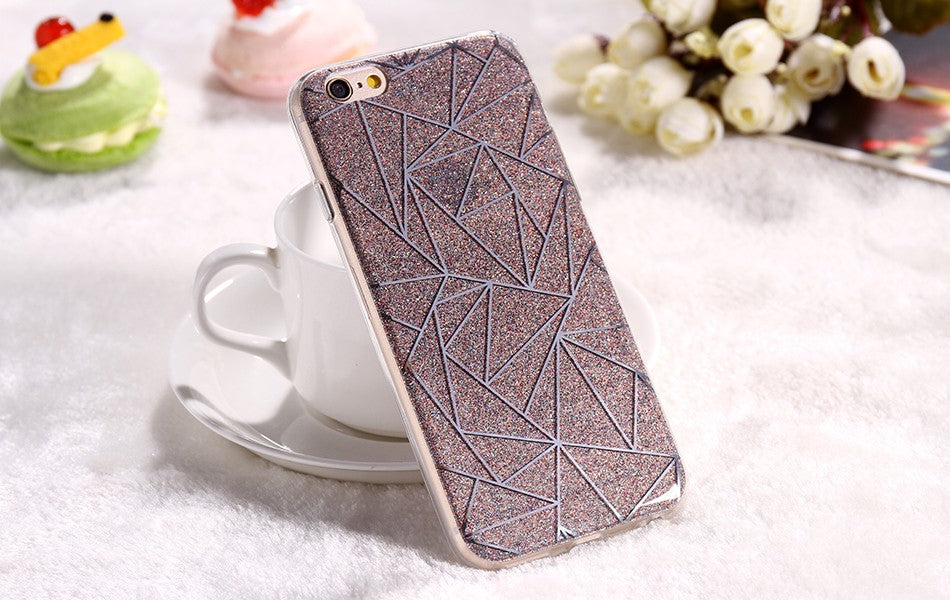 Geometric Glitter Silicone Fitted iPhone Case