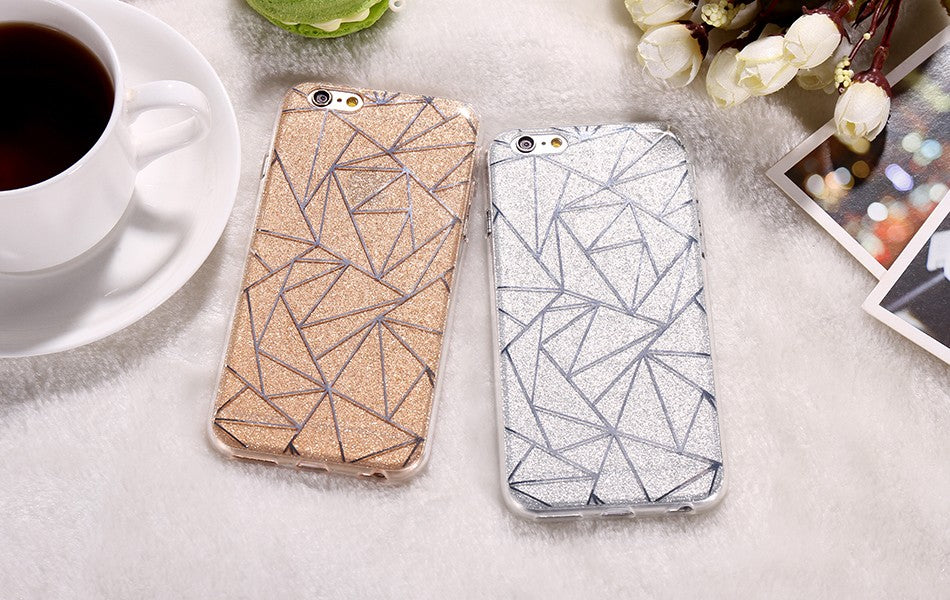 Geometric Glitter Silicone Fitted iPhone Case