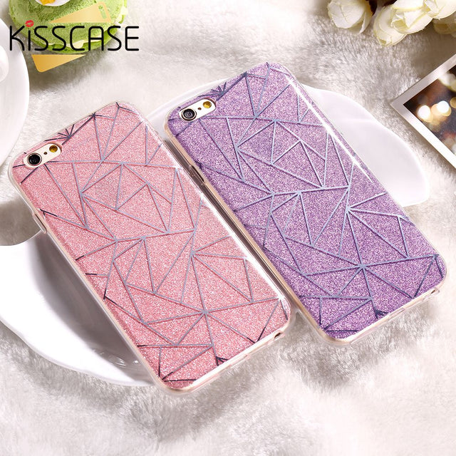 Geometric Glitter Silicone Fitted iPhone Case